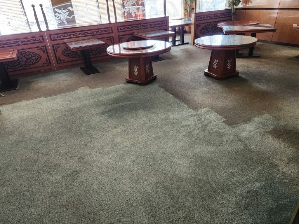 Carpet beside upholstered seating in a commercial interior